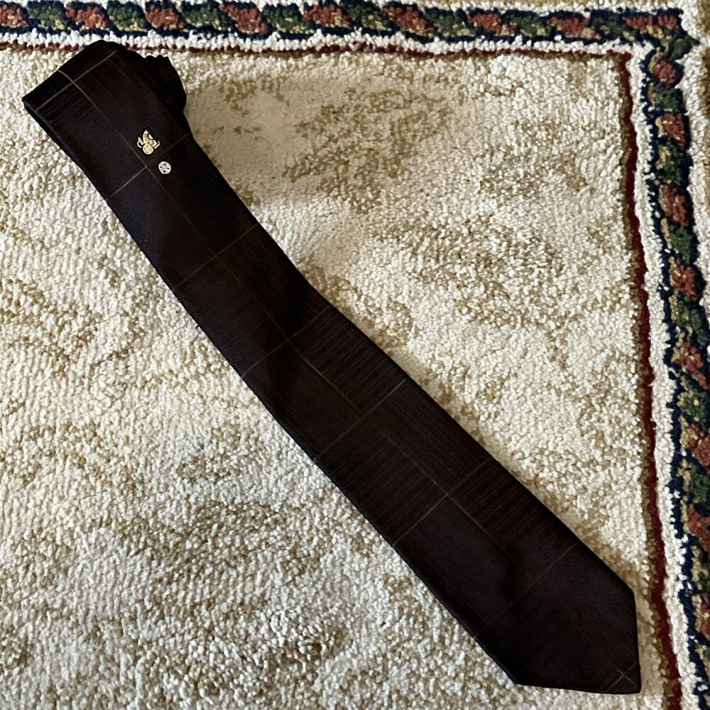 Vtg 1960s Chariot MCM Madmen Skinny Necktie Atomic Age Textured Moody Regal Silk